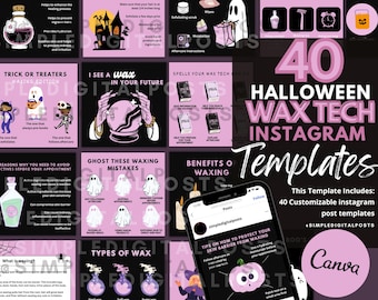 Halloween Wax Tech Instagram Posts: 40 Canva Templates