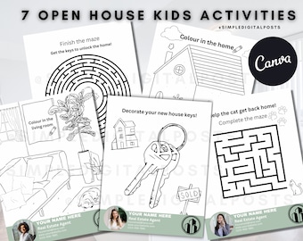 Open House Kids Activity Pages: Real Estate Marketing (Canva Editable, PDF)