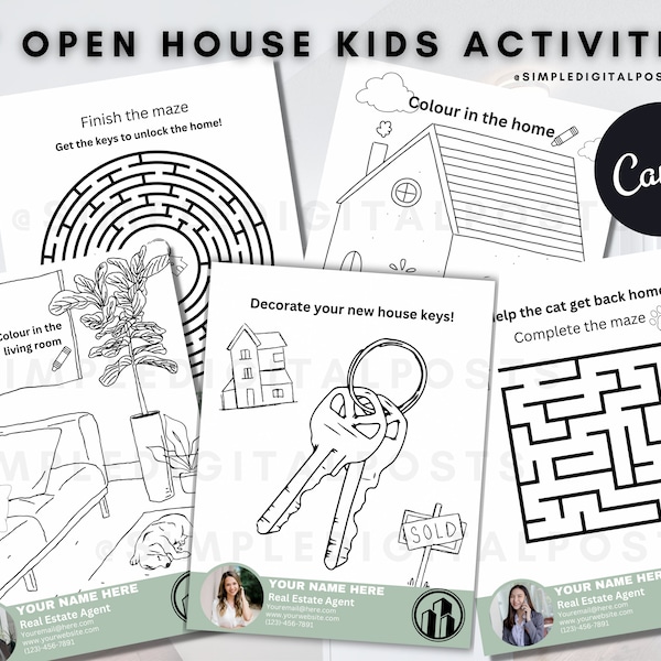 7 OPEN HOUSE KIDS Activities | Real Estate Agents | Real Estate Marketing | Open House Realtor | Kids Activities | Real Estate | Colouring