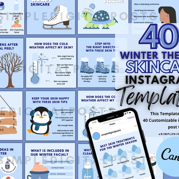 40 WINTER ESTHETICIAN Instagram Posts | Skincare Instagram Templates | Skincare Business | Winter Skincare | Skin | Winter Instagram Posts |