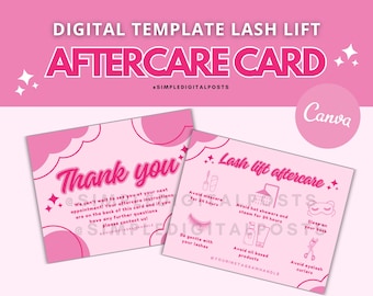 Lash Lift Aftercare Card Template: Customizable Instruction Card (Digital)