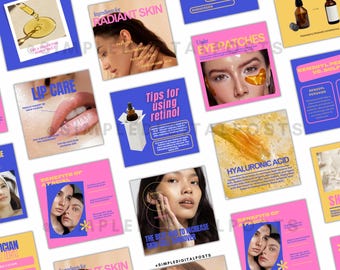 Esthetician Instagram Post Templates: Skincare Marketing (Canva Editable Digital Download)