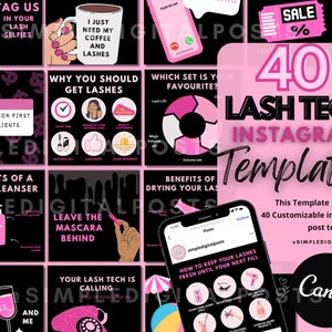 40 LASH TECH INSTAGRAM Posts | Lash Business Instagram Posts | Lash Business | Editable | Lash Tech Templates | Lashes | Lash Tech | Posts