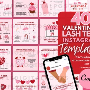 Valentine&#39;s Lash Tech Instagram-berichten: canvasjablonen (digitale download)