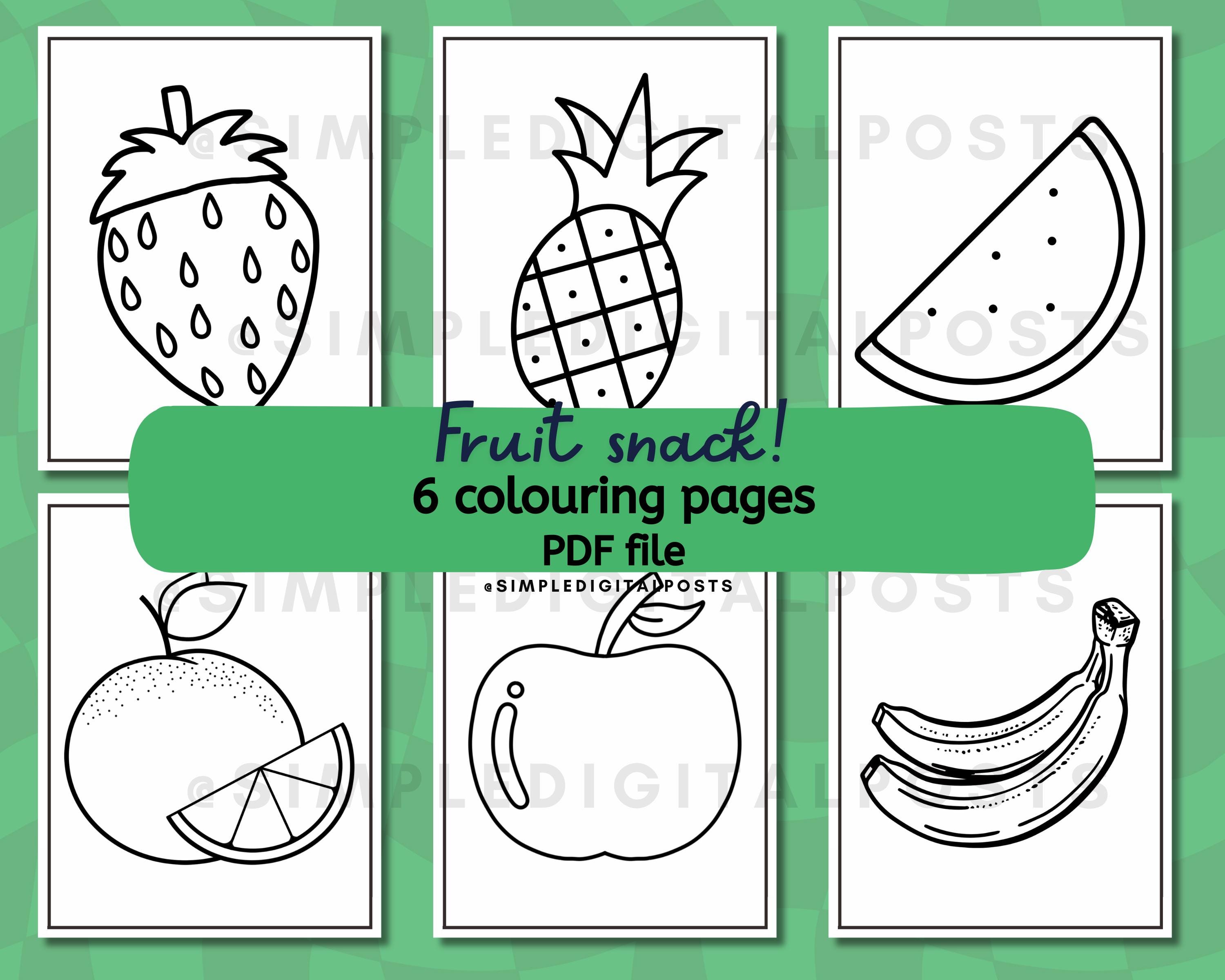 Fruit Coloring Pages: Kids Printable Activity (PDF Downloadable Set of ...