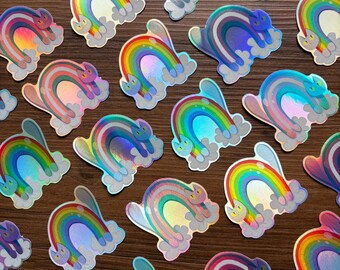 Adesivo olografico arcobaleno e transgender "Gatto formoso" LGBTQ+ - 2,5 pollici