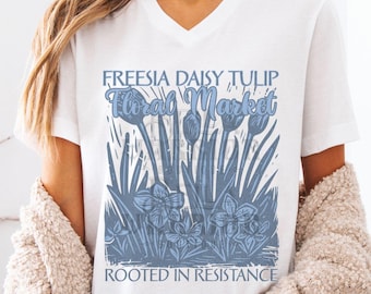 FDT Subtle Anti-Trump Shirt Feminist Resistance V-neck Women's Reproductive Rights Protest Tshirt Political Floral Liberal Democrat Gift