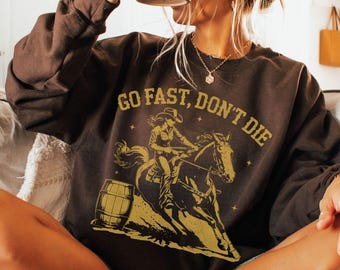 Felpa da cowgirl per barrel racing, divertente, per ragazze a cavallo, regalo per barrel racer, maglietta da rodeo western, maglione country per equitazione 4H