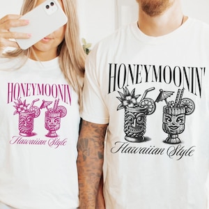 Custom Hawaii Honeymoon Shirt, Couples Hawaiian Vacation Tshirt, Personalized Wedding Travel Gift, Matching Honeymooners Comfort Colors