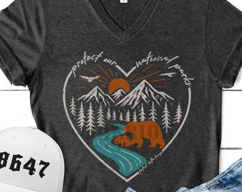 National Parks Vneck Shirt Democrat Nature Lover Gift Subtle Anti Trump FDT Foxtrot Delta Tango Liberal Tshirt Resist Political Hiker Tee