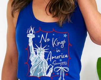 No Kings in America Tank Top, Anti-Trump Political Protest Shirt, Feminist Tanks, Democrat Gift Her, Anti-MAGA Patriotic Liberal Progressive