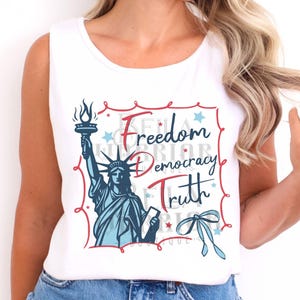 Subtle Anti-Trump FDT Tank Top, Democrat Women&#39;s Resist Shirt, Political Protest Tanks, Freedom Democracy Truth, Leftist Liberal Progressive