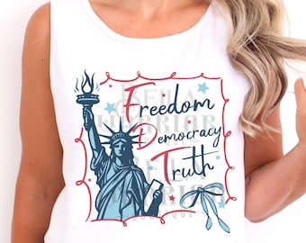 Subtle Anti-Trump FDT Tank Top, Democrat Women's Resist Shirt, Political Protest Tanks, Freedom Democracy Truth, Leftist Liberal Progressive