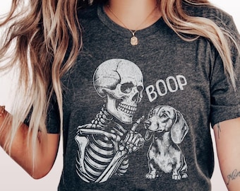 Dackel Halloween Shirt, Dackel Hund Mama T-Shirt, Lustiges Doxie Hund Papa Grafik Tshirt, Skelett Hund Liebhaber Geschenk, gruseliges Wurst Welpen T-Shirt