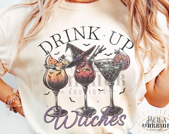 Funny Halloween Party Shirt, Spooky Drink Up Witches Cocktail Comfort Colors Tshirt, Bartender Spooky Season T-shirt, Salem Girls Trip Tee