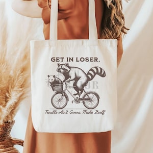 Sac fourre-tout drôle de meme raton laveur, cadeau pour fille granola Weirdcore animaux de la forêt, sac à main en toile amoureux de la nature Opossum BOHO, sac réutilisable poubelle panda