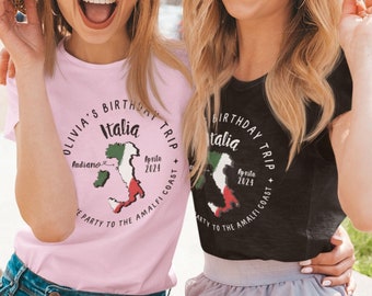 Personalisierte passende Italien Shirt, kundenspezifische italienische Mädchen Reise Urlaub Tshirt, Italien Reisegeschenk, italienische Hochzeitsfeier T-Shirt, Flitterwochen