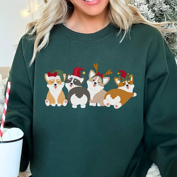 Corgi Christmas Sweatshirt, Pembroke Welsh Corgi Lover Shirt, Cute Corgi Owner Holiday Sweater, Dog Mom Sweatshirt, Dog Elves Shirt for Dad