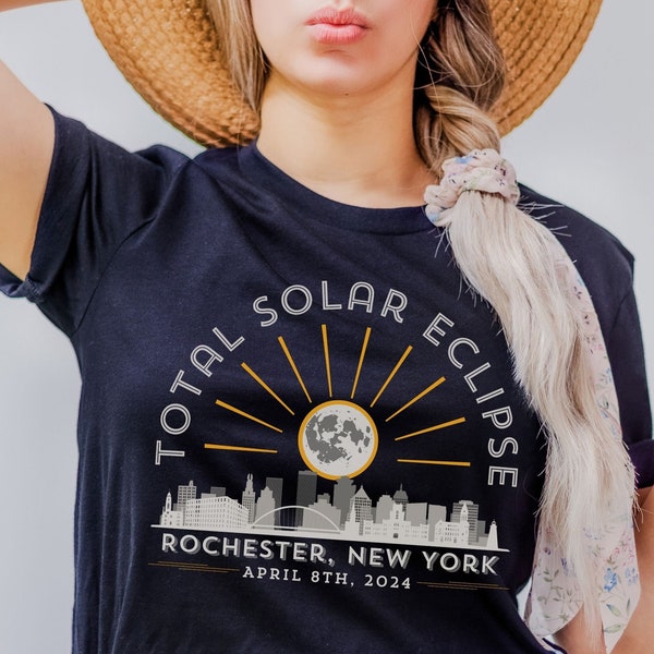 Total Solar Eclipse Shirt, April 8th 2024 Rochester New York Eclipse Tshirt, Astronomy Teacher Gift, Eclipse Souvenir, Eclipse Viewing Tee