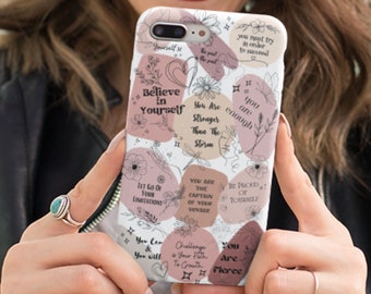 Affirmations BOHO Phone Case, Self Love Motivational Gift, Inspirational Mental Health Tough Case, Positive Vibe Protective Cover