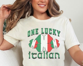 Lucky Italian St. Patrick's Day Shirt, Italy Flag Shamrock St. Patty's Day Tshirt, Funny Italian Pride St. Paddy's Tee, Italian Travel Gift
