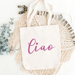 Ciao Italy Tote Bag, Italian Gift Bag, Italia Vacation Souvenir, Italian Wedding or Honeymoon Travel, Bridal Shower, Bridesmaid Gift Bag