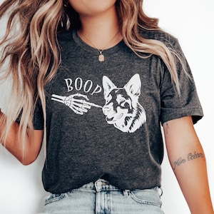 Funny German Shepherd Halloween Boop Shirt, GSD Fall Spooky Season Tshirt, Cute Dog Owner October T-shirt, Dog Lover Gift, Veterinarian Tech