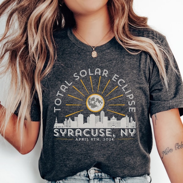 Total Solar Eclipse New York Shirt, April 8th 2024 Syracuse NY Eclipse Tshirt, Astronomy Teacher Gift, Eclipse Souvenir, Eclipse Viewing Tee