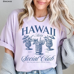 Hawaii Aloha Shirt, Hawaiian Cocktail Tshirt, Maui Lover Travel Gift, Matching Hawaii Honeymoon Vacation Comfort Colors T-shirt, Tiki Bar