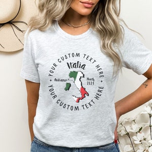 Personalisiertes Partner-Shirt für Italien, individuelles T-Shirt für den Italien-Mädelsurlaub, Reisegeschenk für Italien, Hochzeits-T-Shirt für die Flitterwochen Ash