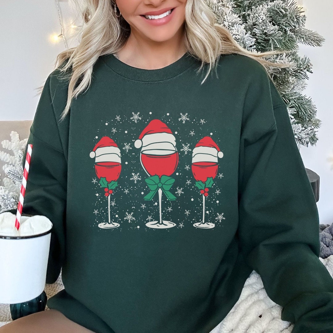 Christmas Wine Sweatshirt, Wine Lover Ugly Christmas Sweater, Vino