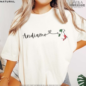 Andiamo Italy Shirt Trendy T-shirt met Italiaanse tekst Love Italy Cadeau Vakantie Souvenir T-shirt Italië Reisoutfit Europa Groepsreis Meisjesreis