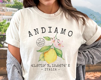 Italian Summer Comfort Colors Shirt Italy Travel Gift Amalfi Coast Lemon Tshirt Group Vacation T-shirt Matching Andiamo Girl's Trip Tee