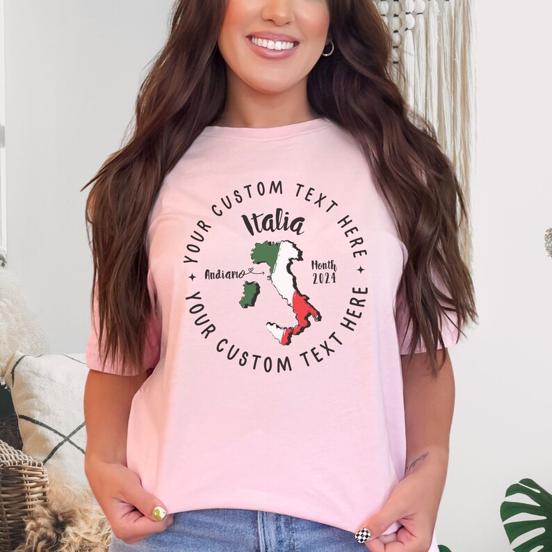 Personalisiertes Partner-Shirt für Italien, individuelles T-Shirt für den Italien-Mädelsurlaub, Reisegeschenk für Italien, Hochzeits-T-Shirt für die Flitterwochen Pink