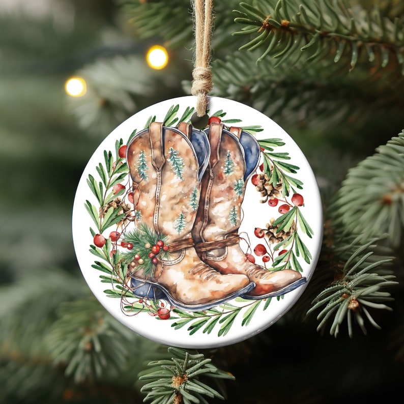 Cowboy Christmas Ornament, Country Western Christmas Decor, Farmhouse