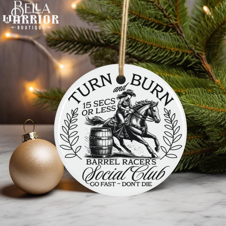 Barrel Racer Ornament, Rodeo Cowgirl Horse Girl Christmas Gift, Barrel