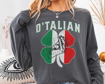 Italian St. Patrick's Day Shirt, O'talian St. Patty's Comfort Colors Tshirt, Italy Flag Shamrock Tee, Funny Saint Paddy's Irish Italian Gift