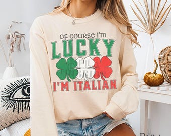 Lucky Italian St. Patrick's Day Shirt, O'talian St. Patty's Comfort Colors Tshirt, Italy Flag Shamrock Tee, Saint Paddy's Irish Italian Gift