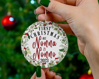 Nonna & Nonno Eerste Kerst Italiaans Ornament Cadeau voor Italiaanse Grootouders Italiaanse Familie Kerstboomversiering Italiaans Thema Woondecoratie