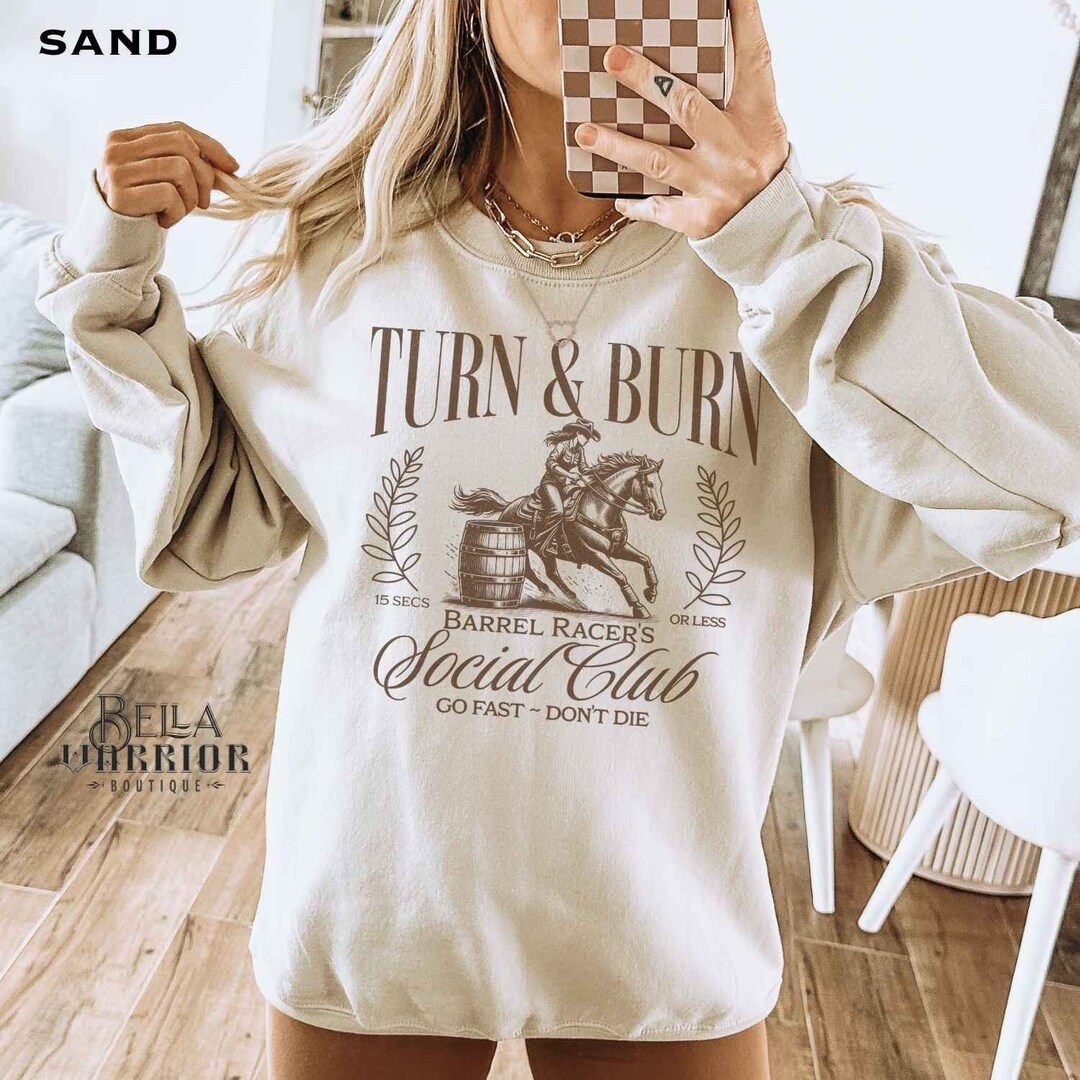 Barrel Racing Cowgirl Sweatshirt, Rodeo Horse Girl Gift, Barrel Racer ...