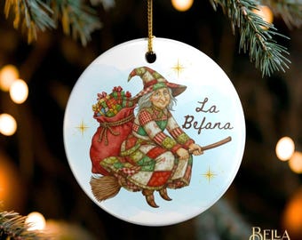 Ozdoba La Befana, włoski prezent, włoski wystrój domu na święta, ozdoba choinkowa z włoskim dziedzictwem, wiedźma Buena Befana, prezenty dla babci