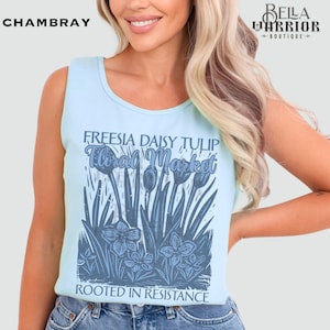 FDT Subtle Anti-Trump Resist Shirt, Feminist Resistance Tanks, Women&#39;s Reproductive Rights Tank Top, Political Floral Liberal Democrat Gift