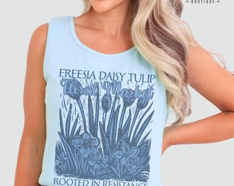 FDT Subtle Anti-Trump Resist Shirt, Feminist Resistance Tanks, Women's Reproductive Rights Tank Top, Political Floral Liberal Democrat Gift