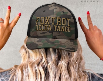 Gorra de camionero con camuflaje FDT anti-Trump, gorra demócrata de protesta política, regalo para veteranos militares prodemocracia, ropa feminista progresista