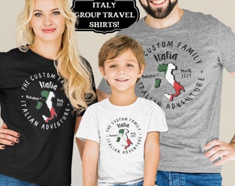 Chemise personnalisée de voyage de groupe en Italie, t-shirt familial personnalisé de vacances italiennes, t-shirts de voyage en Italie pour groupe, voyage de fille