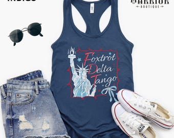 Subtle Anti-Trump FDT Tank Top, Democrat Women's Resist Shirt, Political Protest Tanks, Foxtrot Delta Tango, Leftist Liberal Progressive