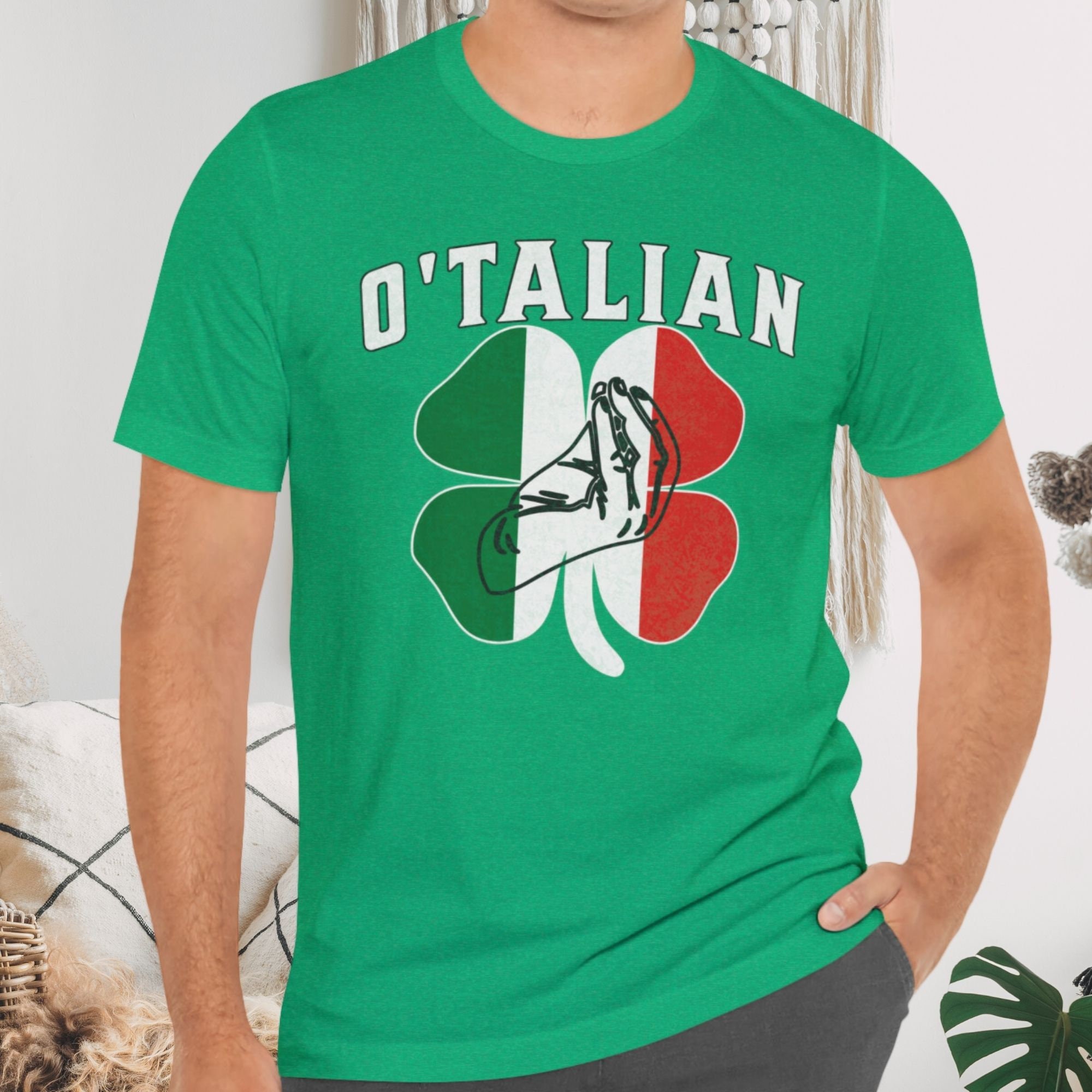 T-shirt San Patrizio Uomo - Maglietta Irlandese Con Trifoglio - Gildan Heavy Cotton