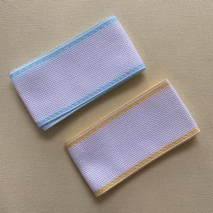 Aida Stitchband 14 count 2 1/4&quot; wide Yellow/White and Pale Aqua/White