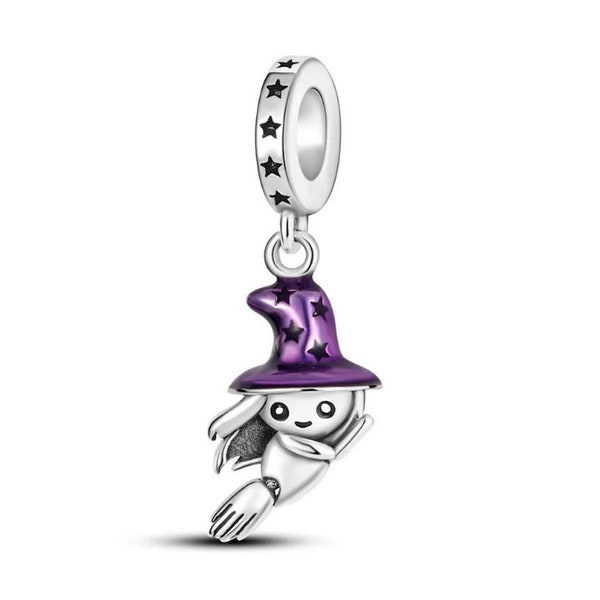 Magic Witch Charm, Halloween Charms for European Bracelets, Necklace Pendants, Fit Original