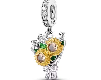 Sunflower Charm for Bracelets, Necklace Pendants